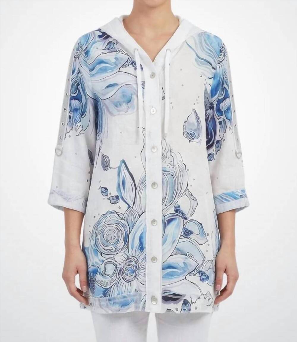 NEW DOLCEZZA button-front multicolor jacket in watercolor
